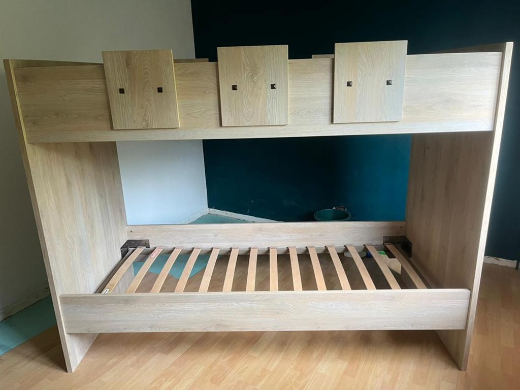 Stevige houten stapelbed met opbergschuiven, Enlèvement, 180 cm ou plus, 100 cm ou plus, Lit mezzanine ou Lit superposé