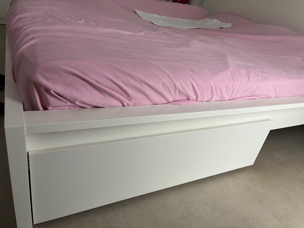 MALM IKEA BED 180x200 + MATRAS, Ophalen, Wit, 180 cm, 200 cm