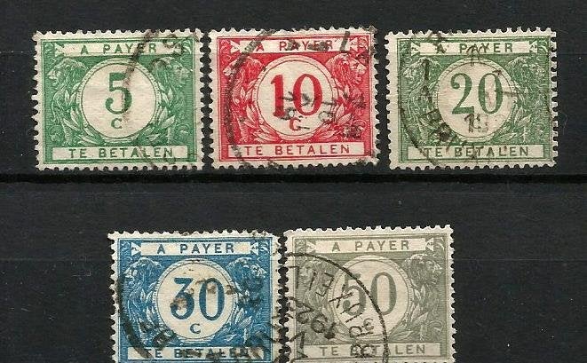 1919  Dun gekleurd cijfer op witte achtergrond TX26/31, Postzegels en Munten, Met stempel, Ophalen of Verzenden, Gestempeld, Gestempeld