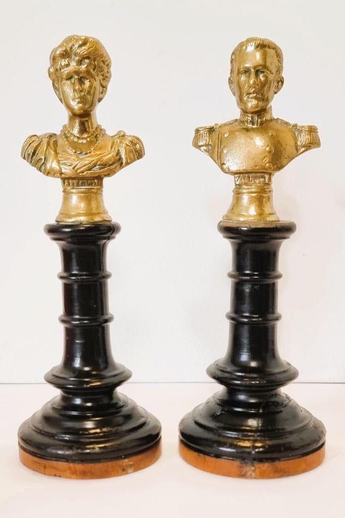 Kleine bronzen borstbeelden op sokkel., Antiek en Kunst, Antiek | Brons en Koper, Ophalen of Verzenden, Brons
