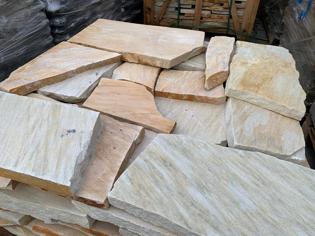 pierre naturelle jaune/beige Flagstones Stepstones, Jardin & Terrasse, Neuf, Enlèvement ou Envoi, Pierre naturelle, Autres types