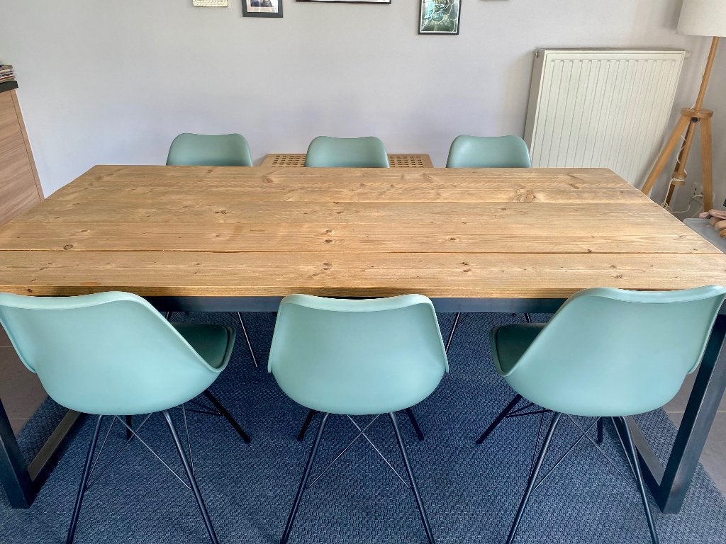 Mooie eettafel in steigerhout 200x98cm, Huis en Inrichting, Ophalen, 50 tot 100 cm, Zo goed als nieuw, Vijf personen of meer