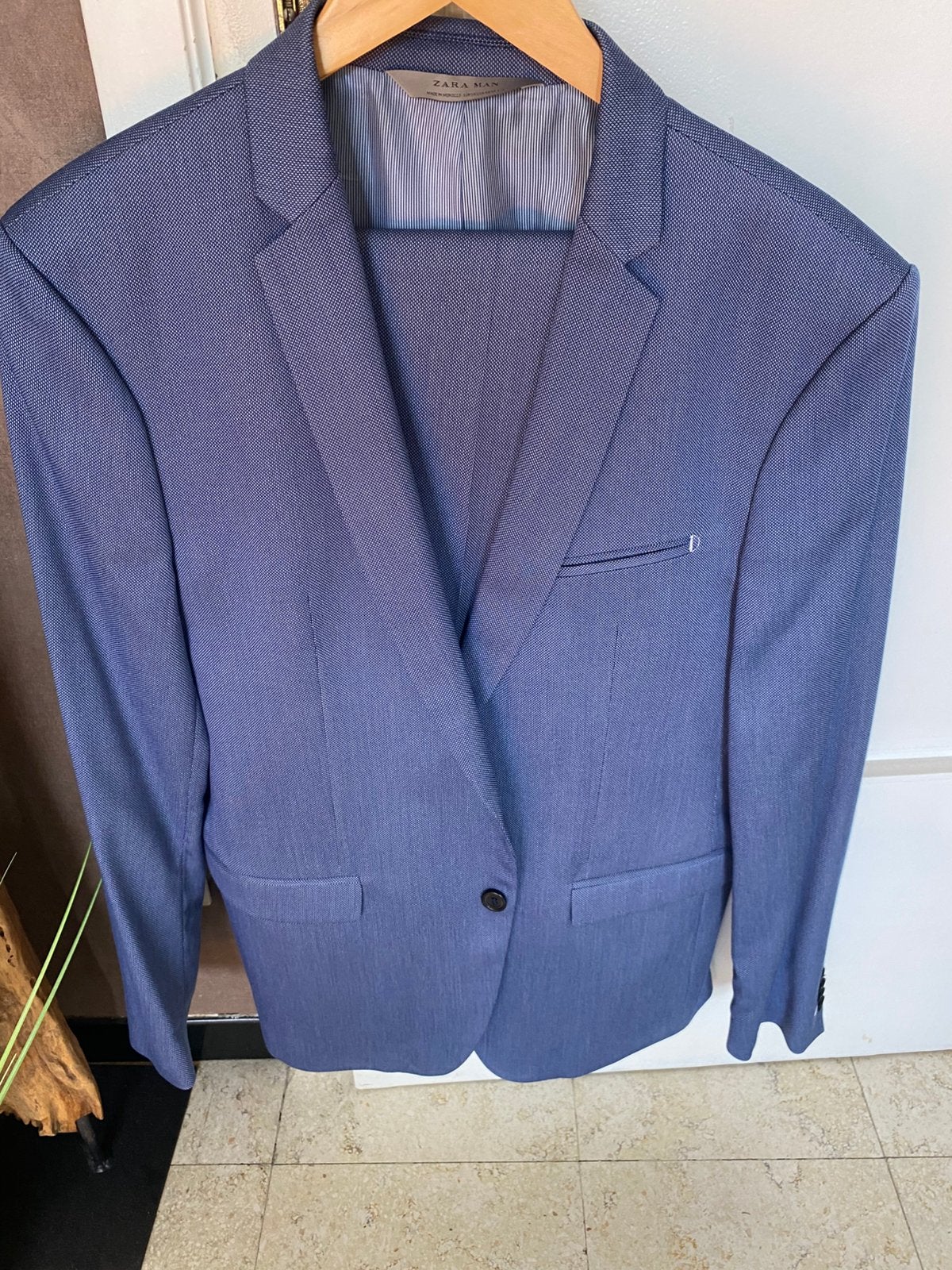Kostuum blazer en broek blauw, Kleding | Heren, Verzenden, Zo goed als nieuw, Blauw