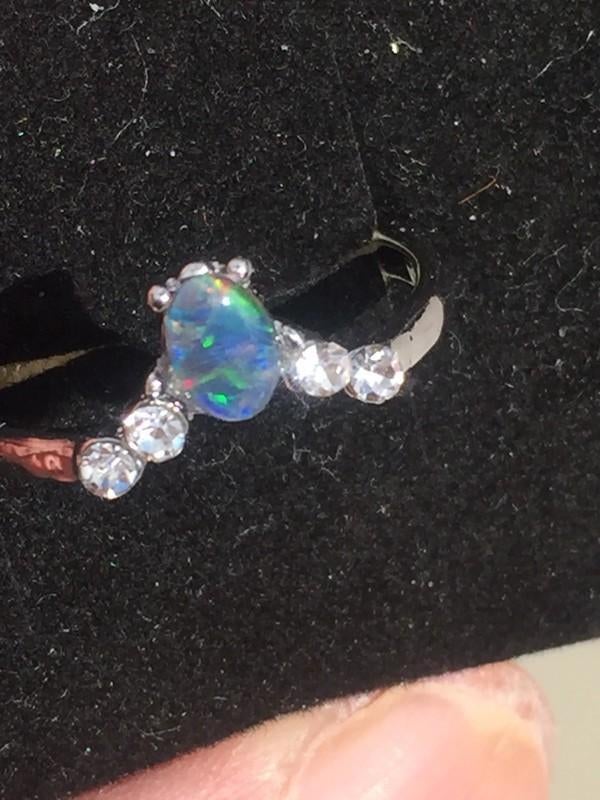 Bague en argent avec triplet d'opale naturelle taille 17,7, Neuf, Enlèvement ou Envoi, Avec pierre précieuse, 17 à 18