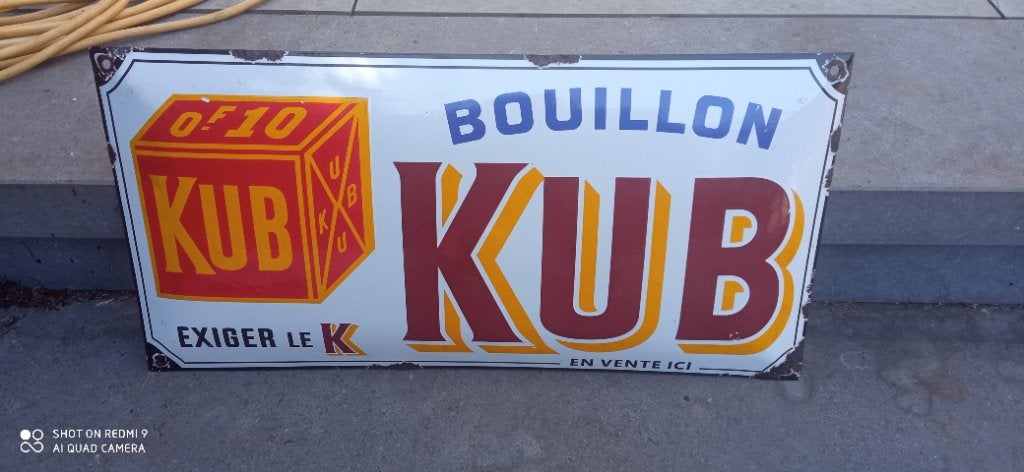 Plaque émaillée Bouillon Kub 25/50 cm, Enlèvement ou Envoi, Utilisé, Panneau publicitaire