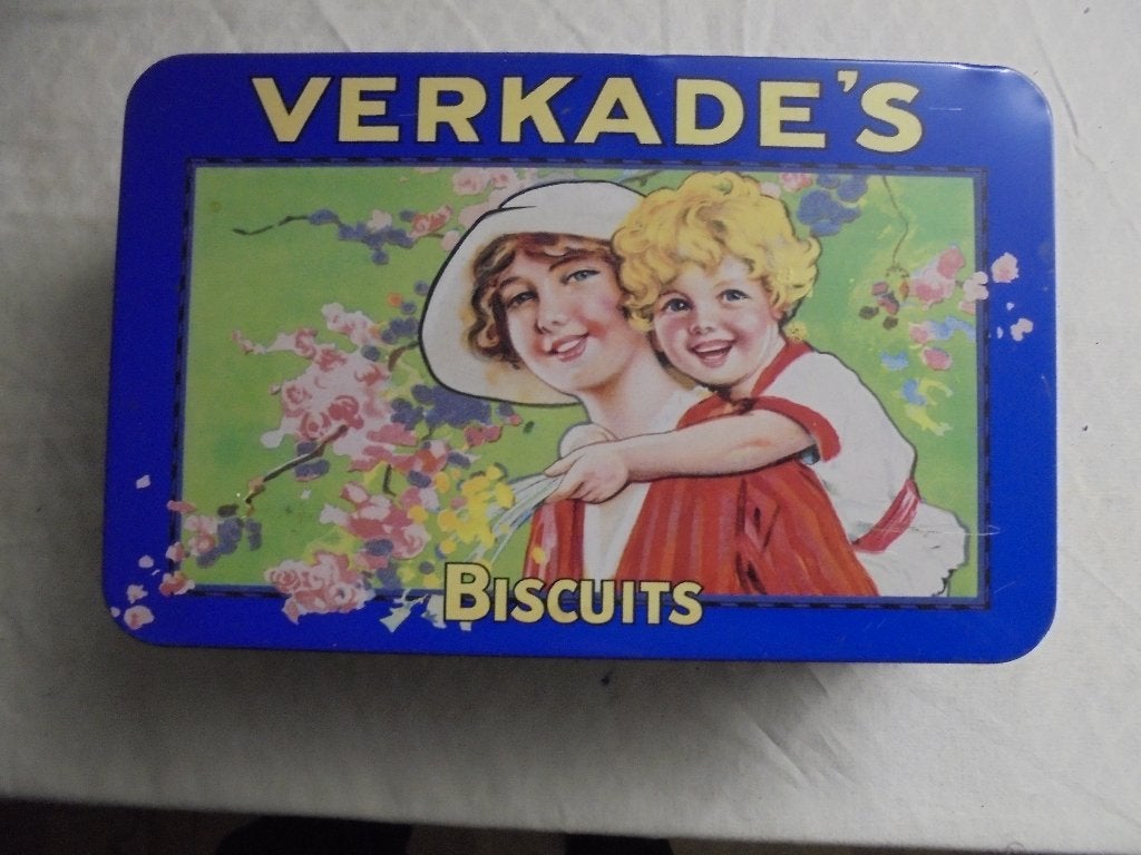 Blikje Verkade Bisquits, Collections, Boîte en métal, Comme neuf, Biscotte, Verkade, Enlèvement ou Envoi