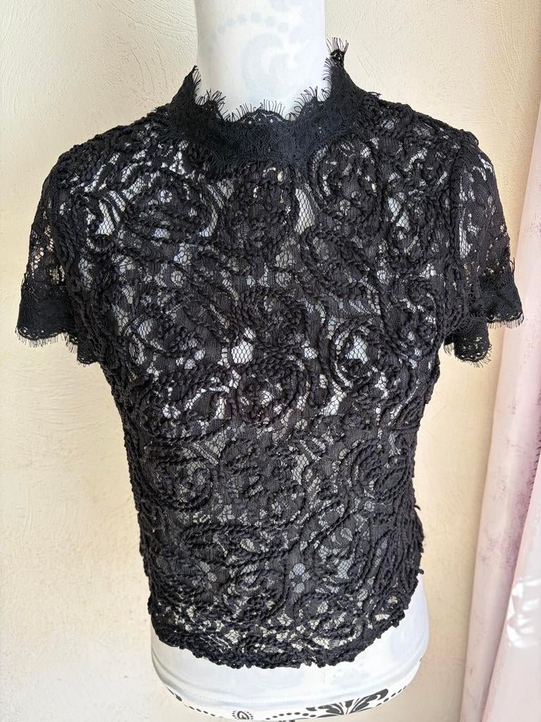 blouse noire en dentelle – zara – taille s, Enlèvement ou Envoi