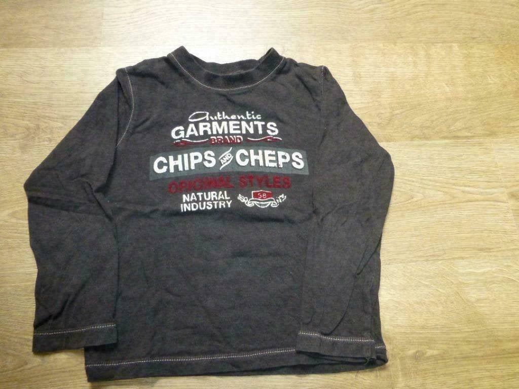 zwarte longsleeve Chips en Cheps C&A maat 98, Kinderen en Baby's, Gebruikt, C&A, Ophalen of Verzenden, Shirt of Longsleeve