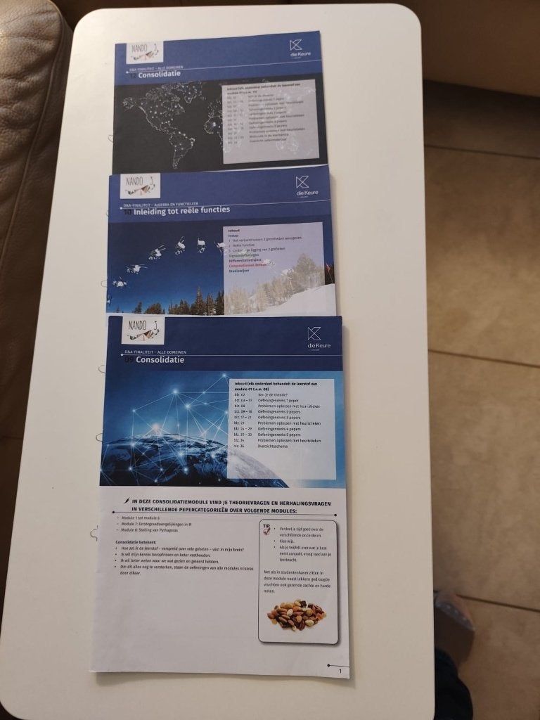 3 modules Nando 3 (9, 10, 12), Boeken, Wiskunde A, Die keure, Ophalen of Verzenden, Zo goed als nieuw