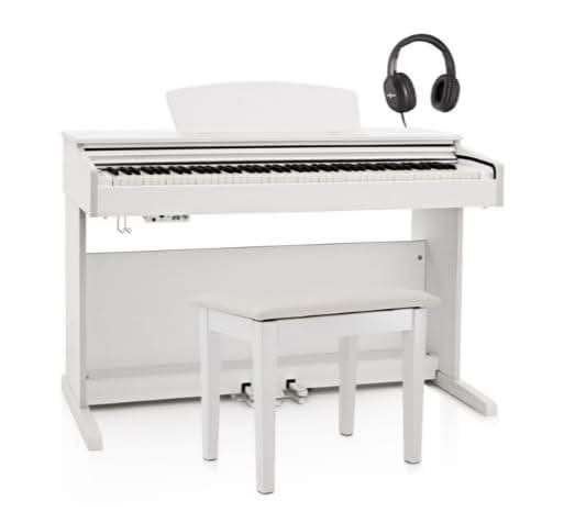 Digitale piano met opbergkruk en hoofdtelefoon, Muziek en Instrumenten, Piano's, Ophalen, Wit, Digitaal, Zo goed als nieuw