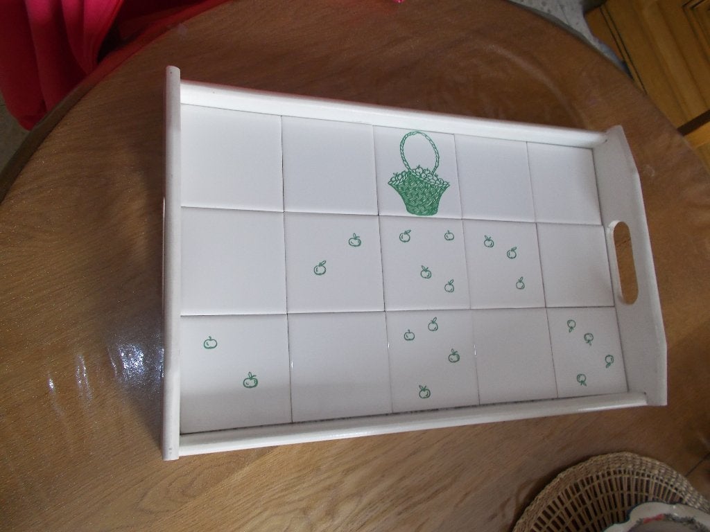 Plateau rectangulaire blanc en bois., Maison & Meubles, Enlèvement, Comme neuf, Rectangulaire, Bois