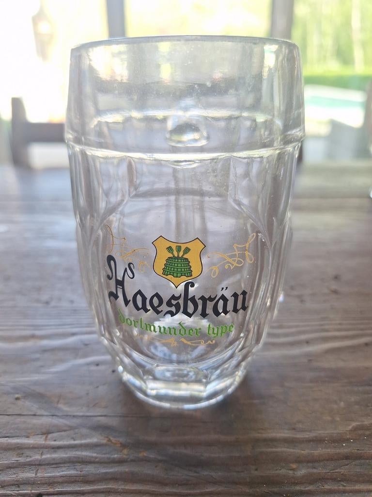 Haesbrau dortmunder type verzamelglas bierreclame, Verzamelen, Ophalen of Verzenden