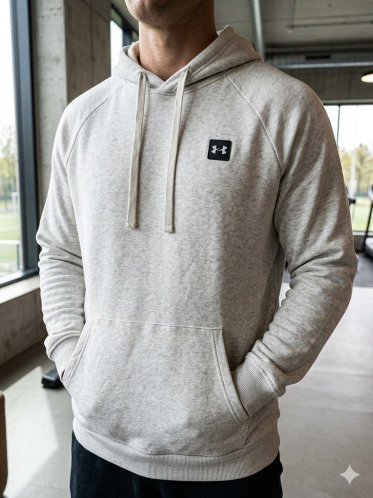 Sweat à capuche under armour gris chiné / écru homme L loose, Enlèvement ou Envoi, Blanc