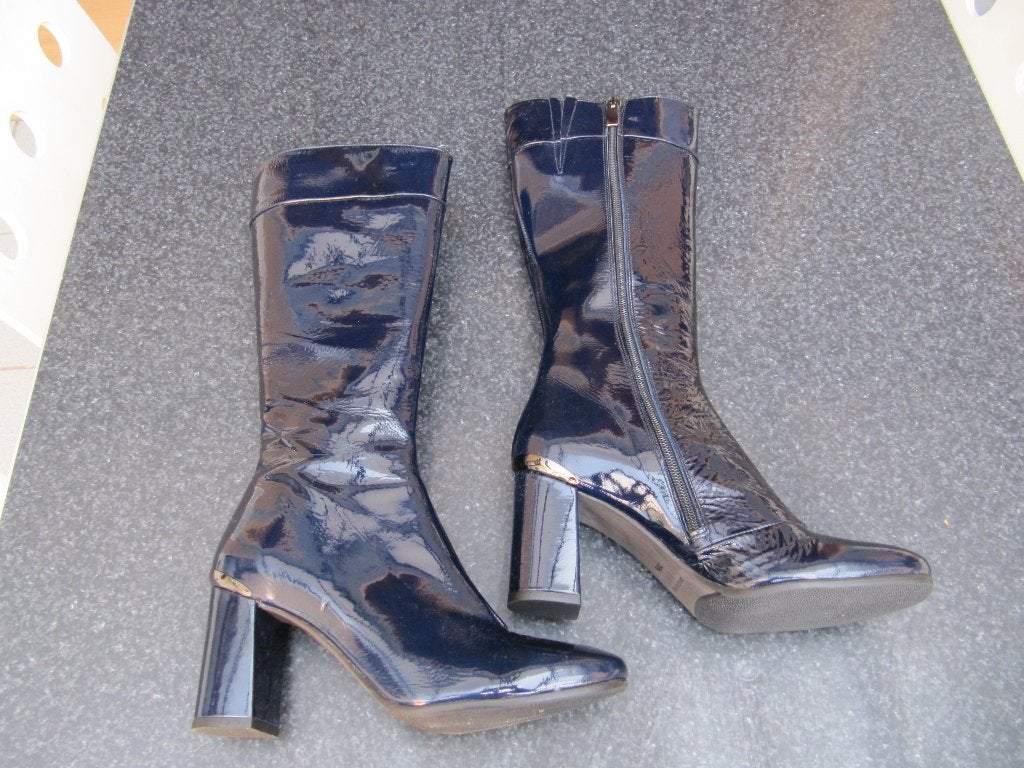 laarzen nieuw blauw lak leer 38,5 hak Ma'lo, Hoge laarzen, Blauw, Nieuw, Ophalen of Verzenden