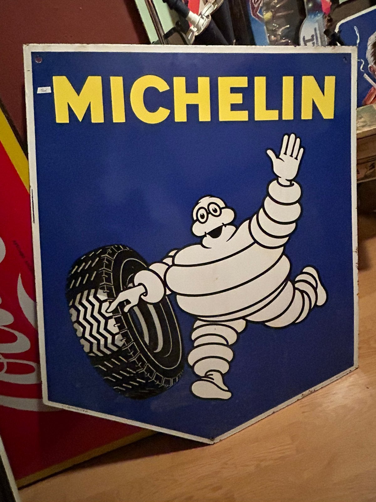 Plaque émaillee Michelin double face, Collections, Marques & Objets publicitaires, Enlèvement ou Envoi, Comme neuf
