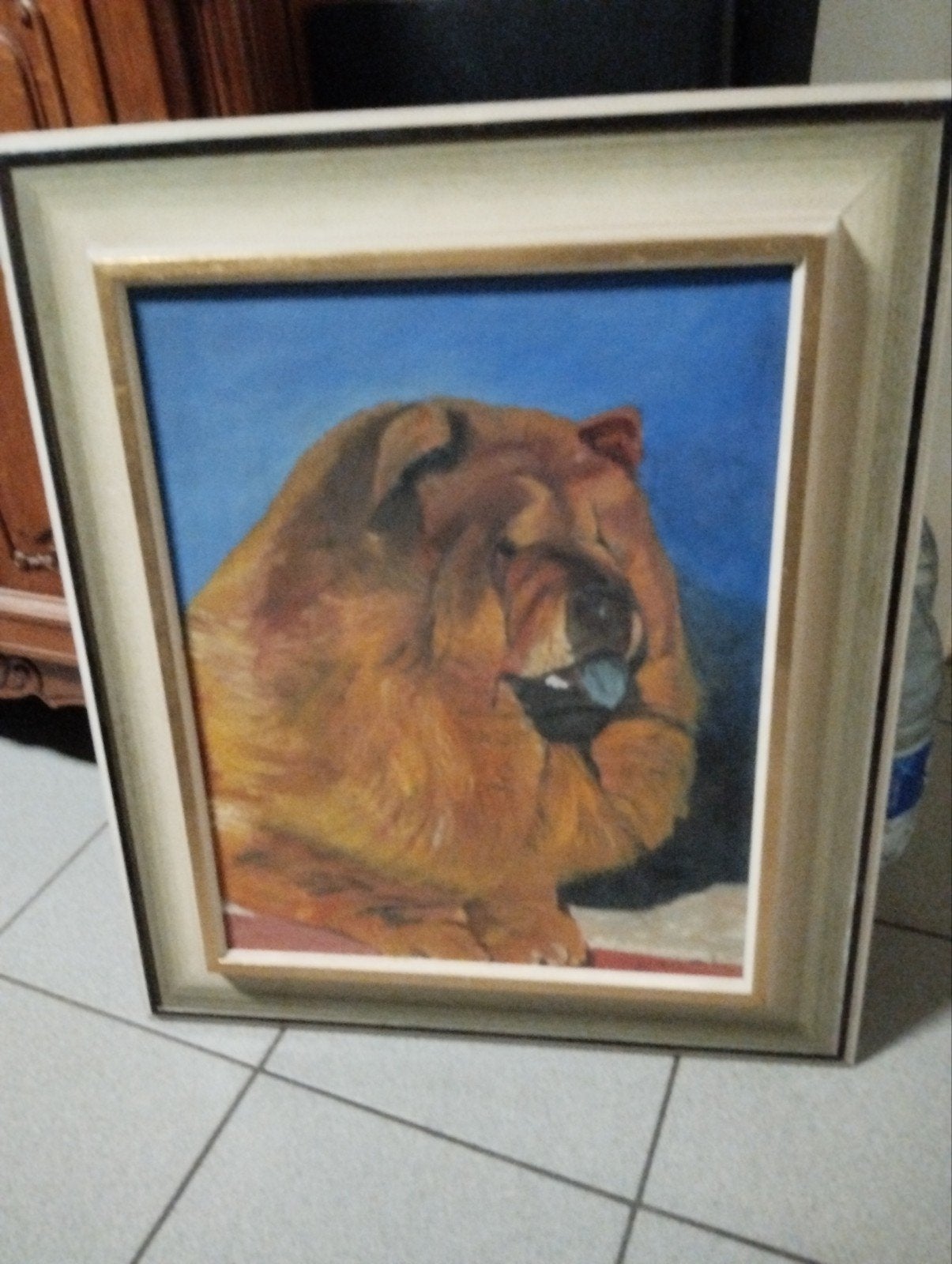Uniek Olieverfschilderij Chowchow, Antiek en Kunst, Ophalen