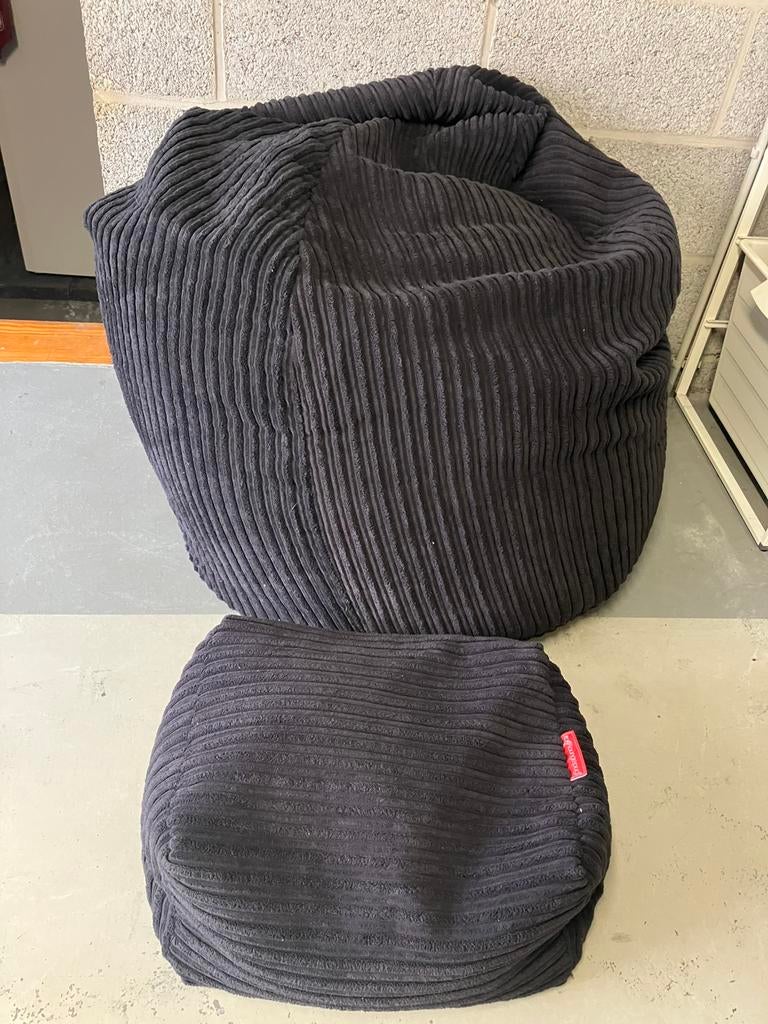 BIG BERTHA Zitzak met poef (en extra vulling), Ophalen, Gebruikt, Zitzak