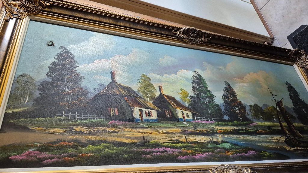 Lot van 3 schilderijen, Antiquités & Art, Art | Peinture | Classique, Cadre spécial, Peinture à l'huile, Paysage, Enlèvement