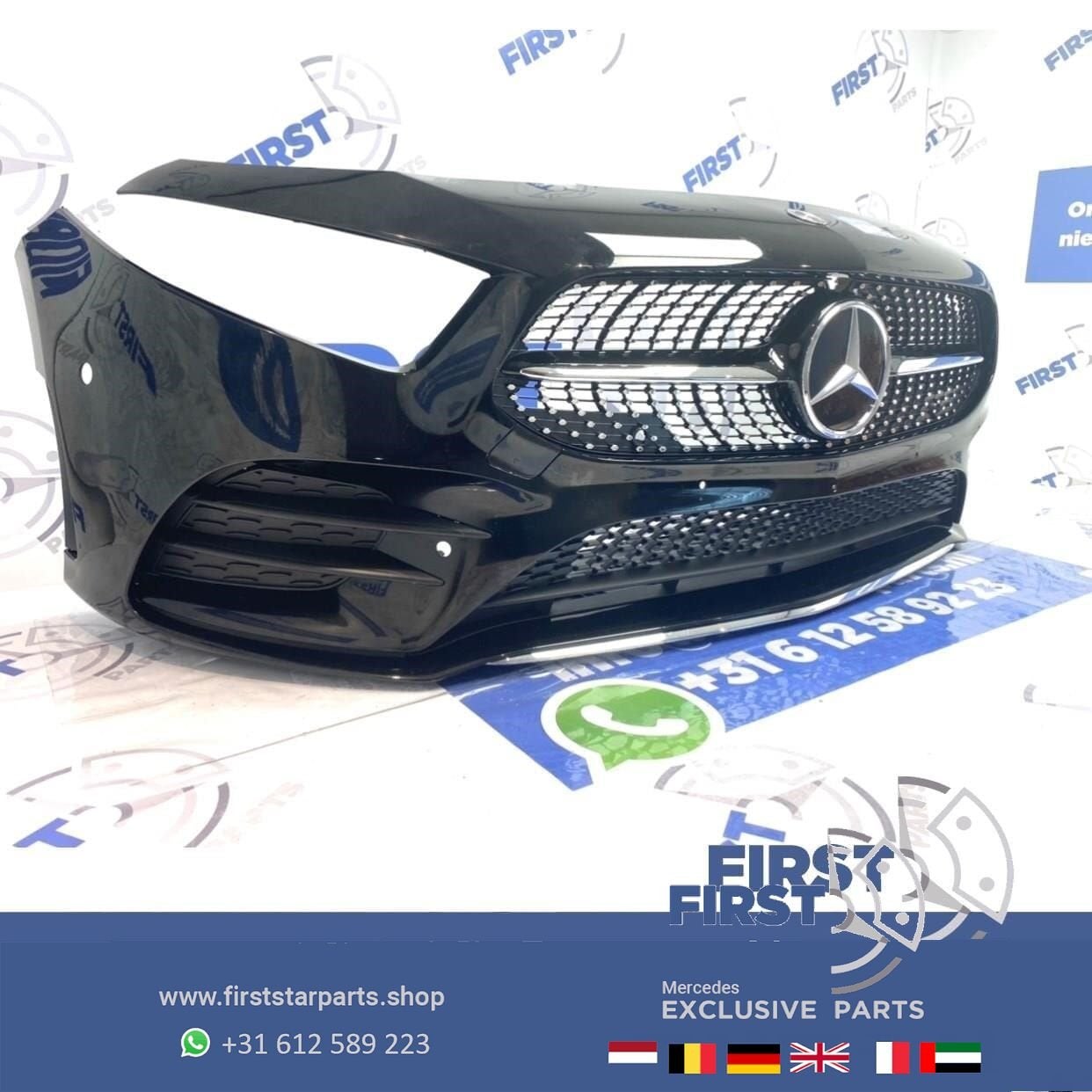 W177 AMG A35 VOORBUMPER A KLASSE 2021 35 ZWART COMPLEET MET, Gebruikt, -, Voor, Ophalen of Verzenden