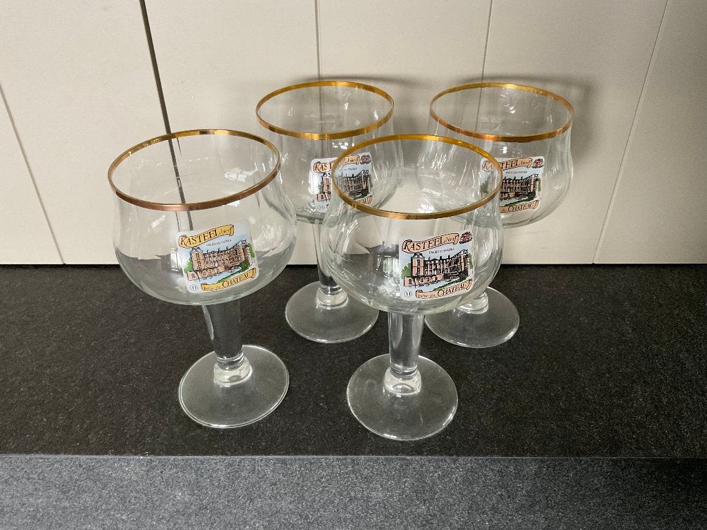 Glazen kasteelbieren, Verzamelen, Glas en Drinkglazen, Ophalen of Verzenden