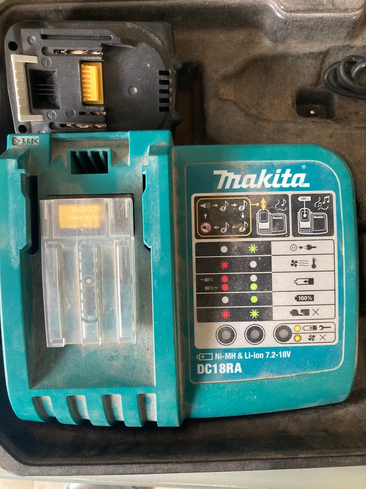 Oplader makita met 2 batterijen, Doe-het-zelf en Bouw, Ophalen, Gebruikt