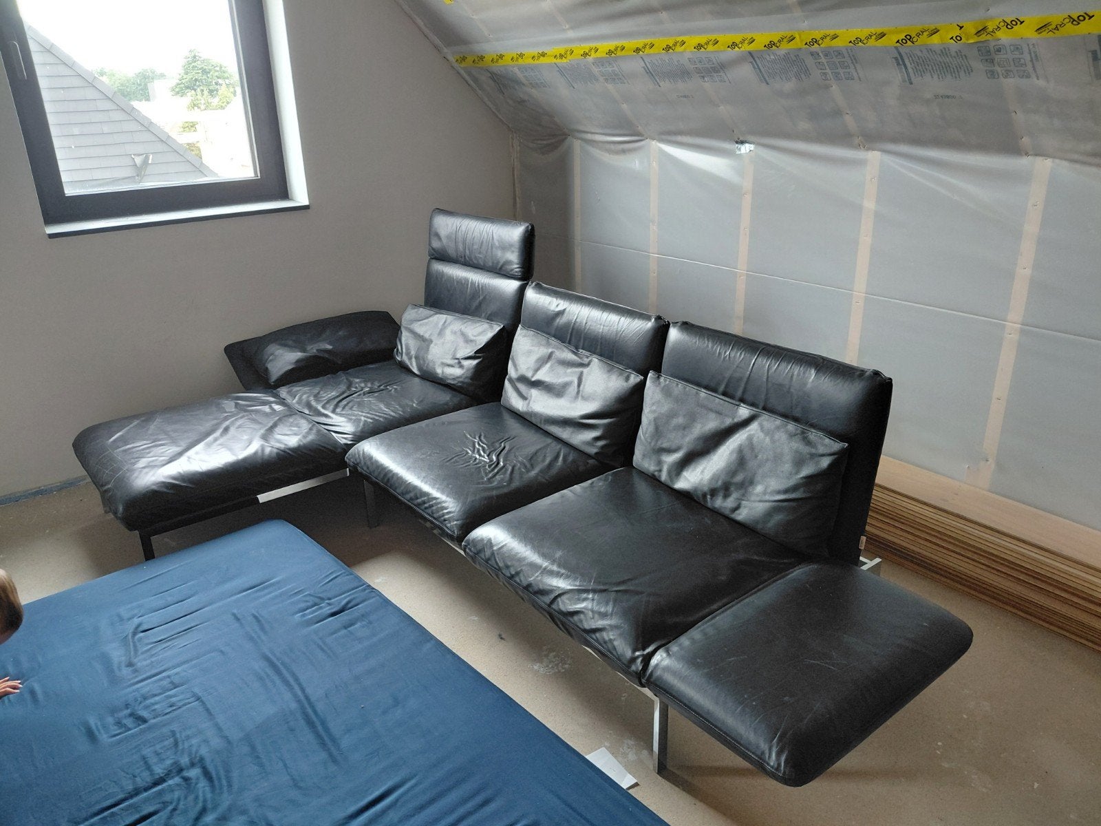 Zwarte lederen designzetel merk Brühl model Roho, Maison & Meubles, Canapés | Coins salons complets, Utilisé, Cuir, Enlèvement