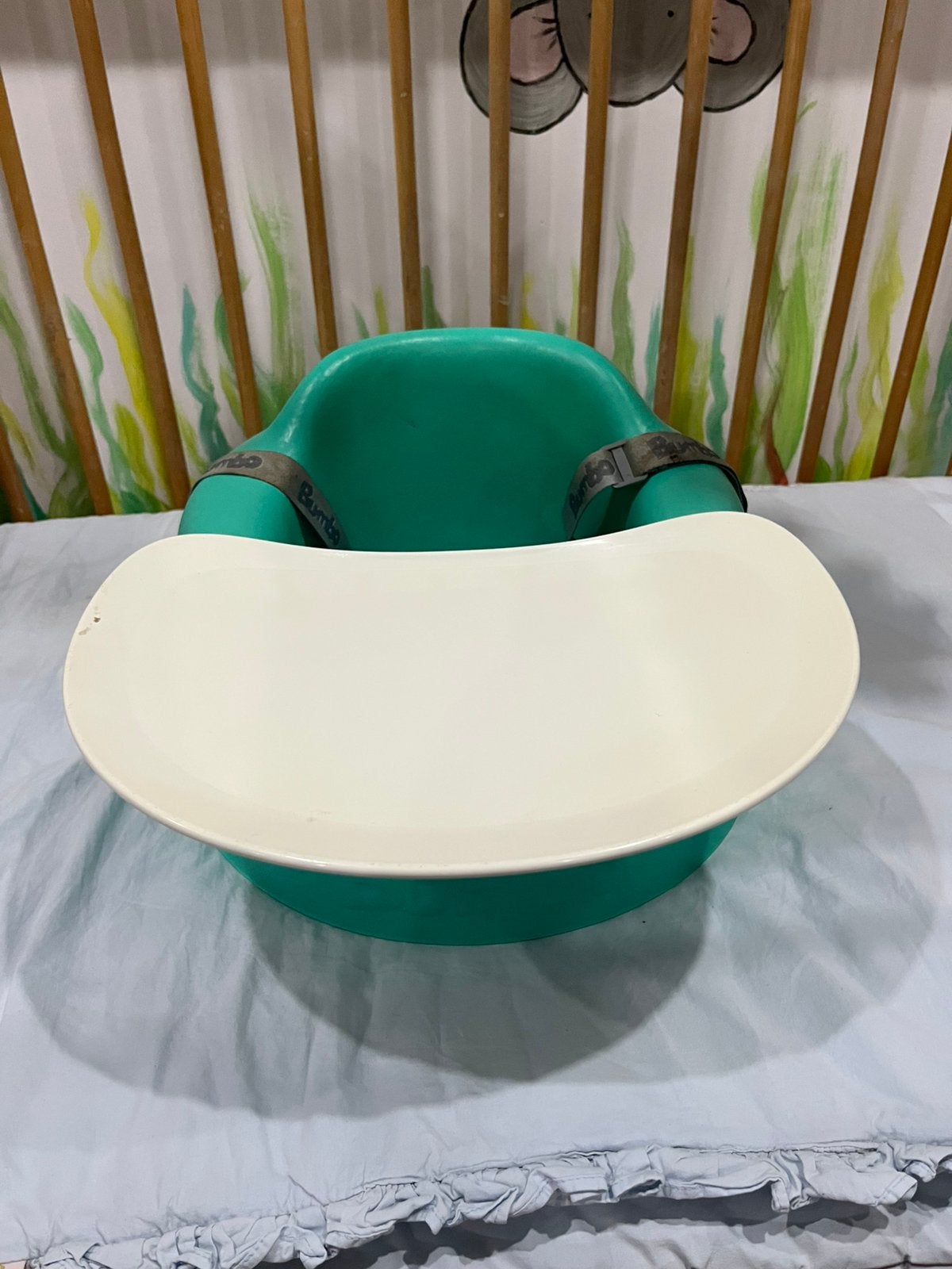 Groene Bumbo floor seat met tafeltje, Enlèvement, Comme neuf, Autres types, Plateau amovible