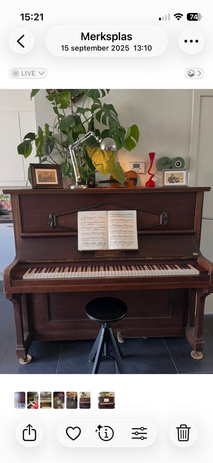 Magnifique piano ancien, âgé de 113 ans., Enlèvement, Utilisé, Brun, Piano