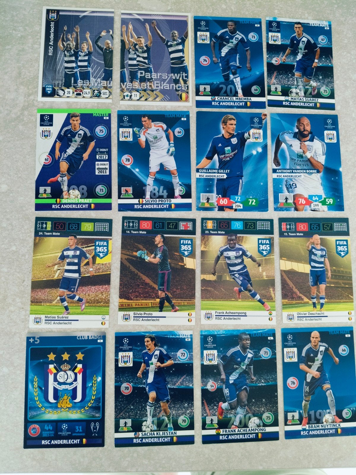 16 kaarten RSCA Anderlecht, Ophalen of Verzenden