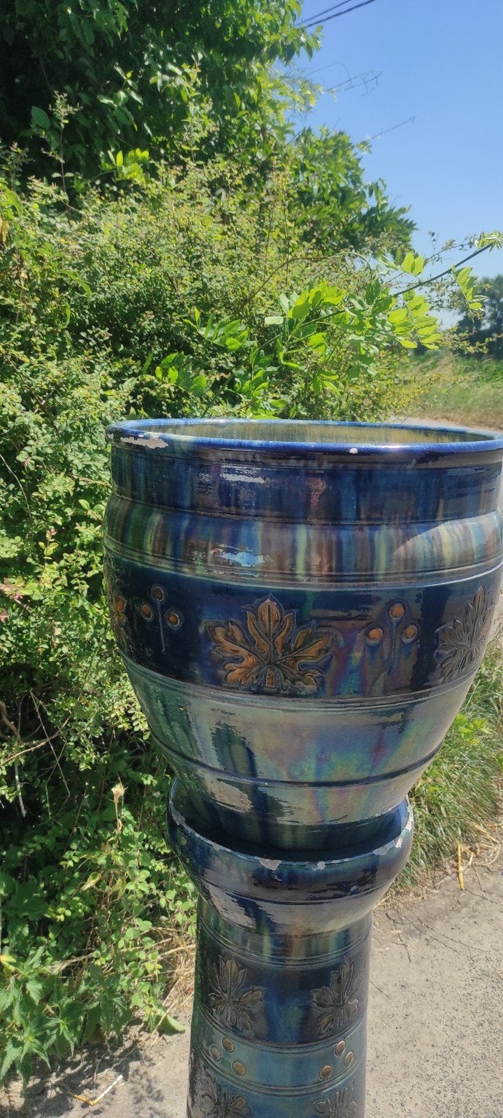 Art Nouveau cache pot en zuil Vlaams Aardewerk, Antiek en Kunst, Ophalen