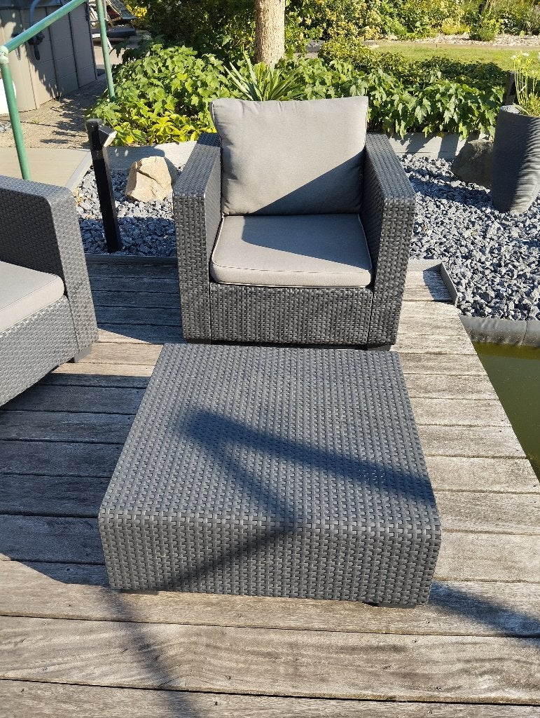 Lounge set met salontafel, Tuin en Terras, Ophalen, Kunststof, 3 zitplaatsen, Loungeset