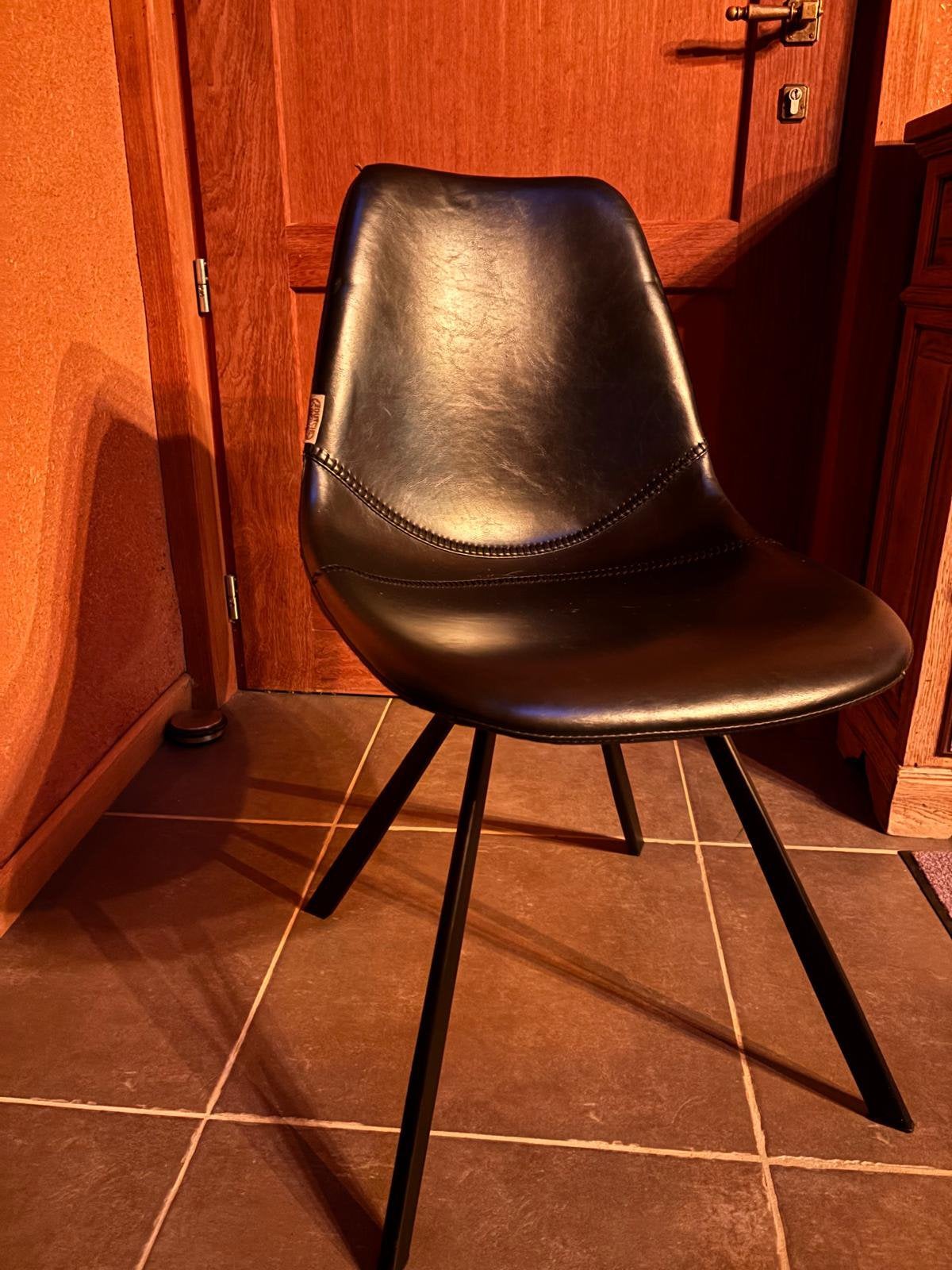 4 zwarte eetstoelen dutchbone, Maison & Meubles, Chaises, Enlèvement, Utilisé, Cuir, Noir