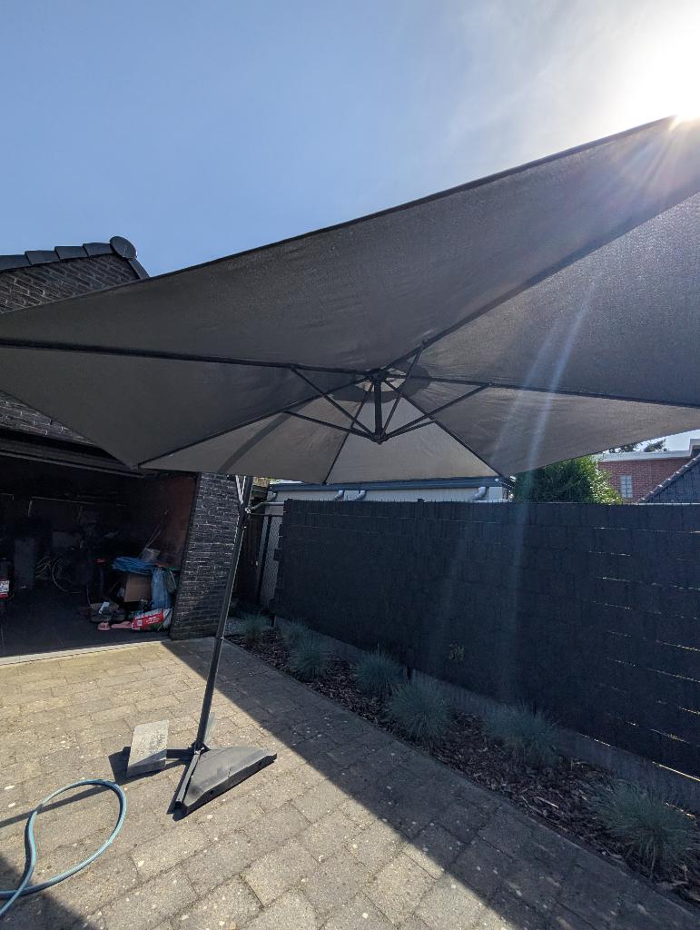 Parasol met parasolvoet, Ophalen, Kantelbaar, 2 tot 3 meter, Zweefparasol