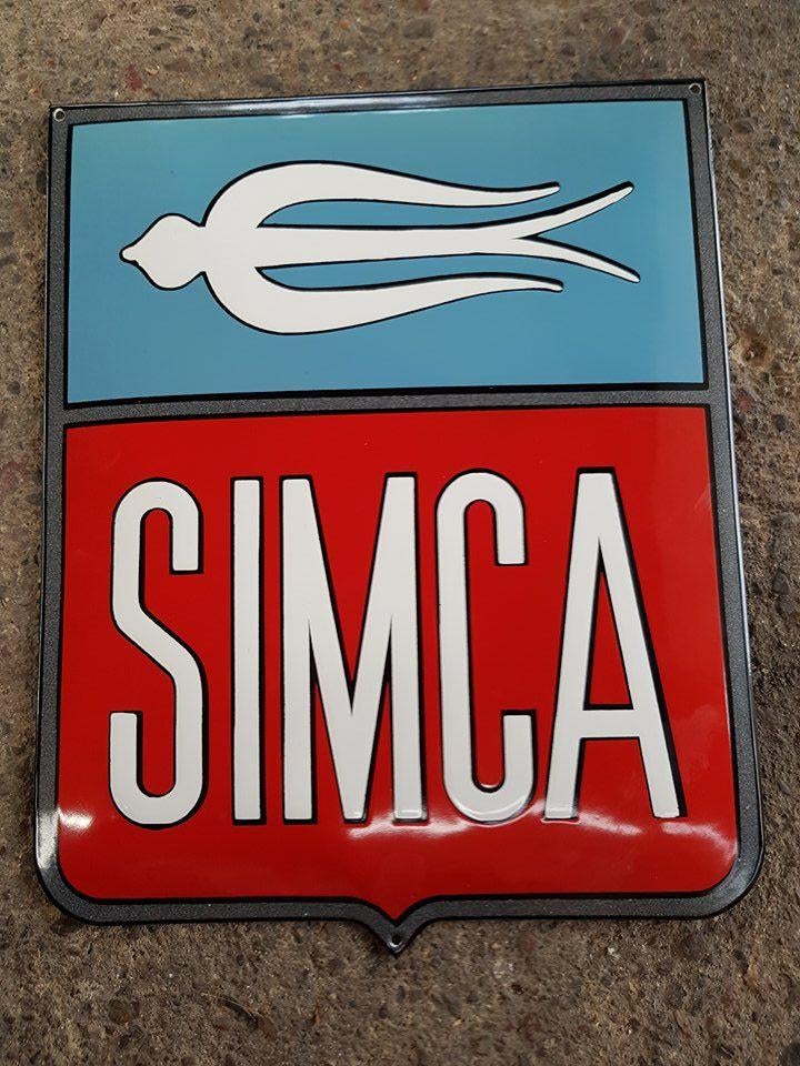 Simca logo emaillen garage reclame decoratie bord showroom, Enlèvement ou Envoi, Comme neuf, Panneau publicitaire