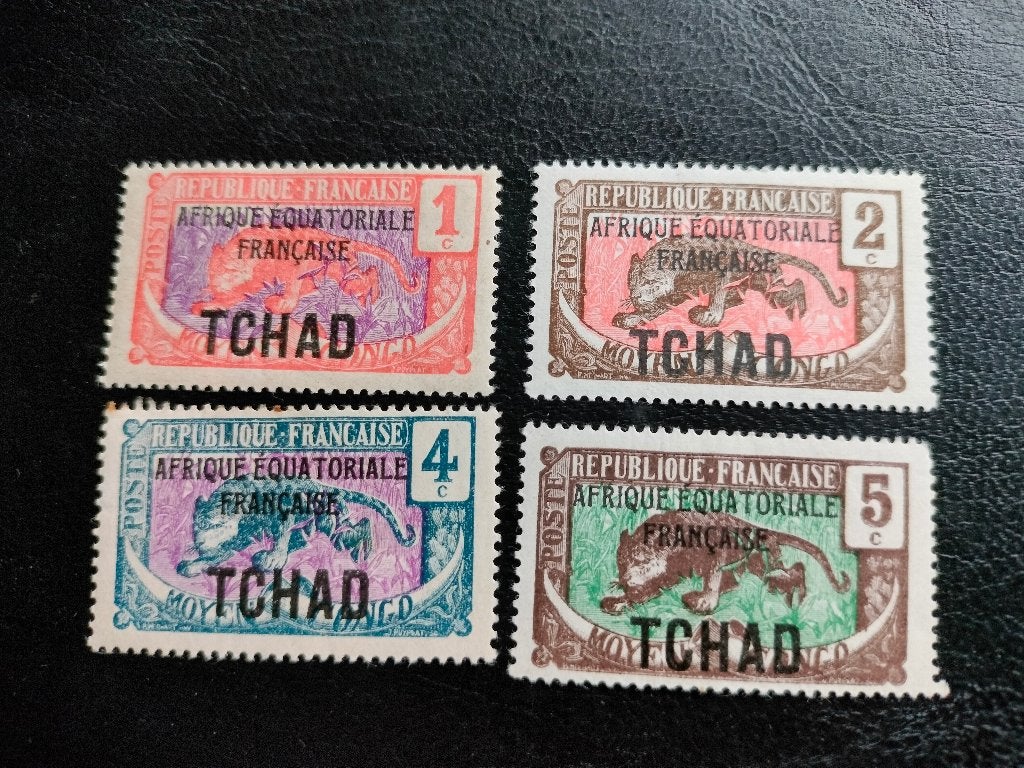 Tsjaad Franse kolonie 1924 - wilde dieren, luipaard *, Ophalen of Verzenden, Overige landen, Postfris