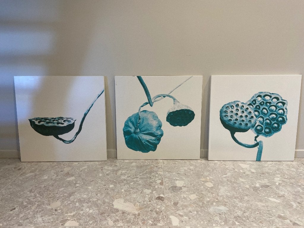 Moderne set van 3 decoratieve wandpanelen, Ophalen, Gebruikt, 60 cm, Decoratieobject