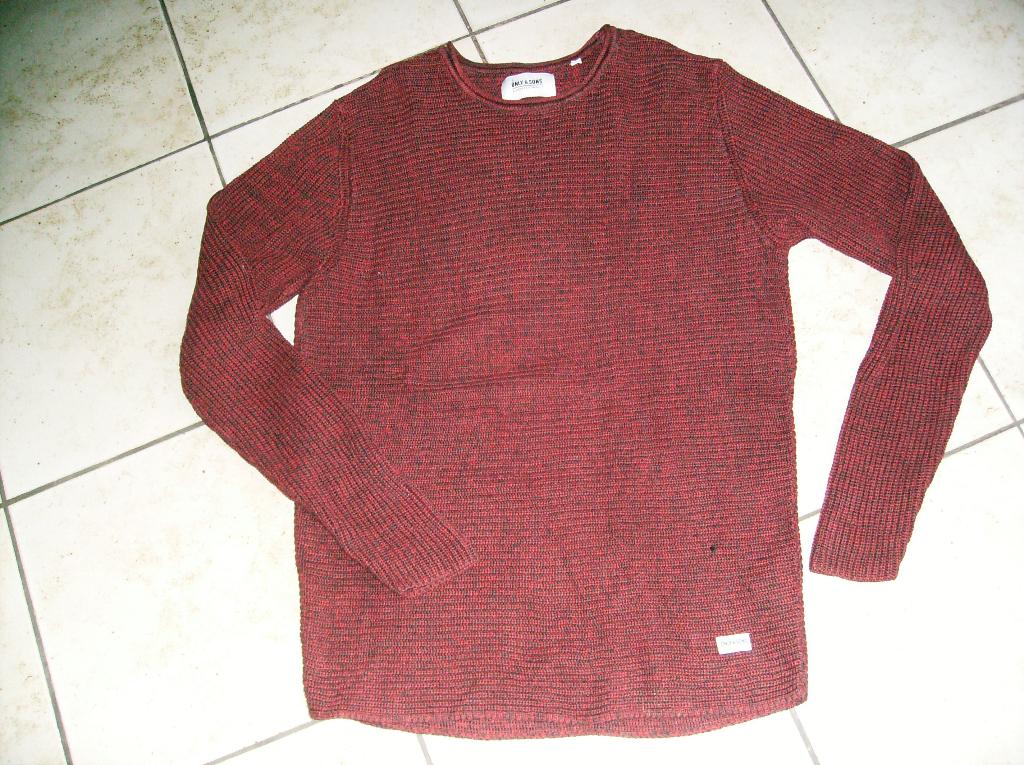 donker rood - zwarte heren trui mt L, Ophalen of Verzenden, Gedragen, Maat 52/54 (L), Rood