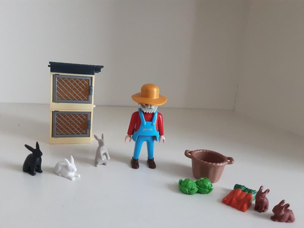 PLaymobil boer en konijnenhok - compleet, Ophalen of Verzenden, Zo goed als nieuw, Complete set