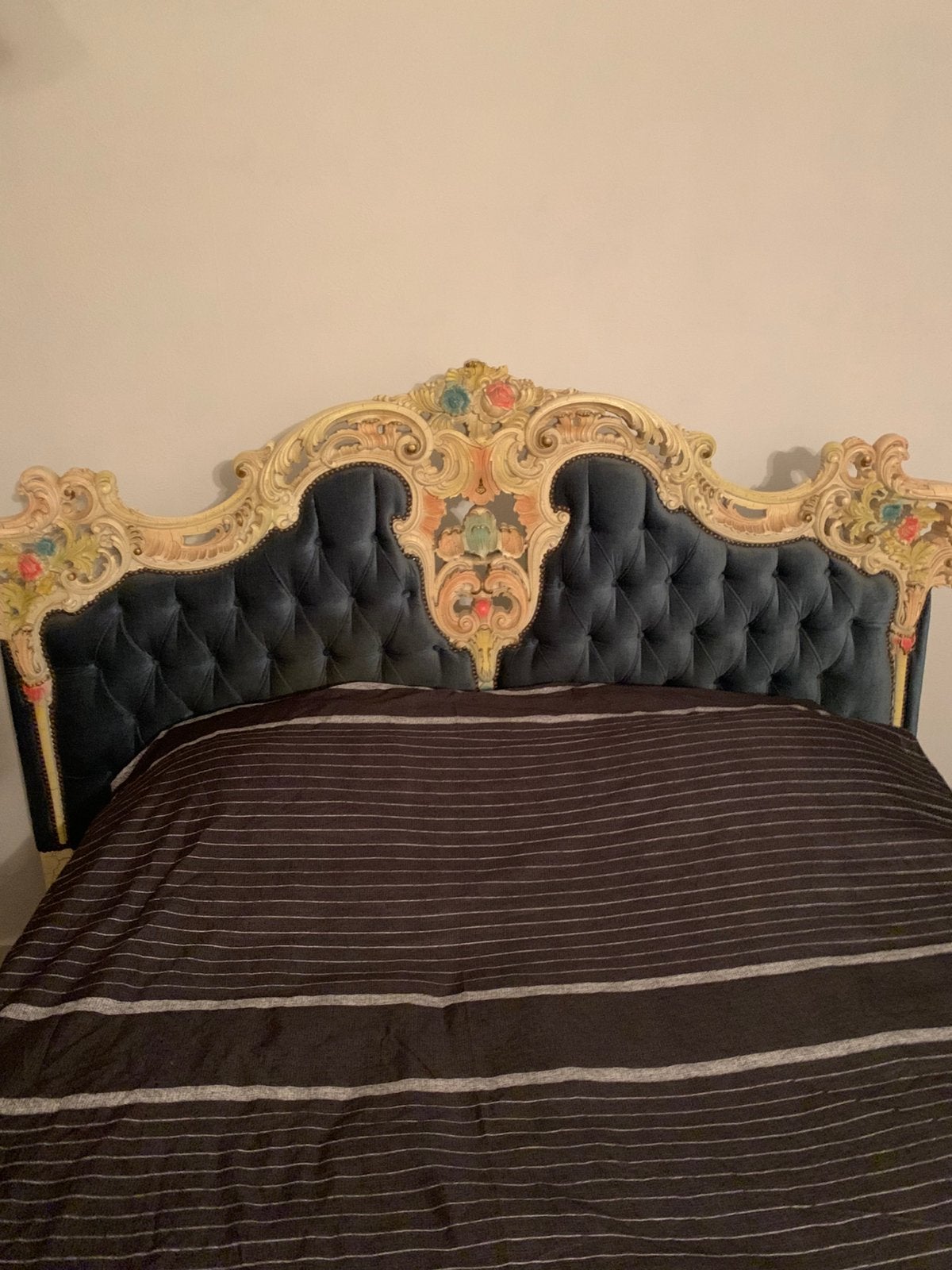 Lit de style Louis 15 rococo, Maison & Meubles, Louis 15 rococo, Beige, Enlèvement, Utilisé