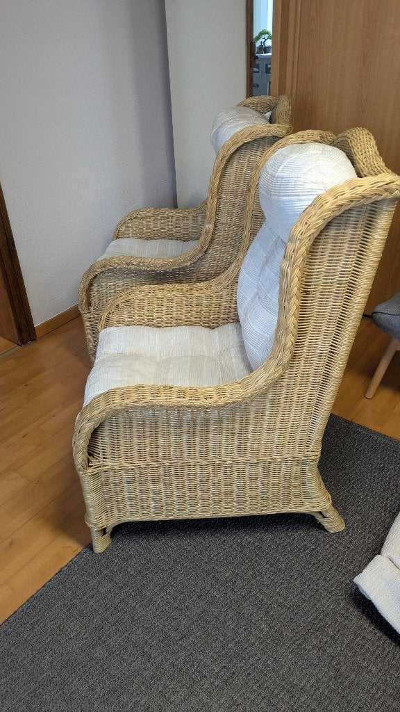 Lot de 2 fauteuils en osier, 75 à 100 cm, Osier ou Rotin, Comme neuf, Enlèvement