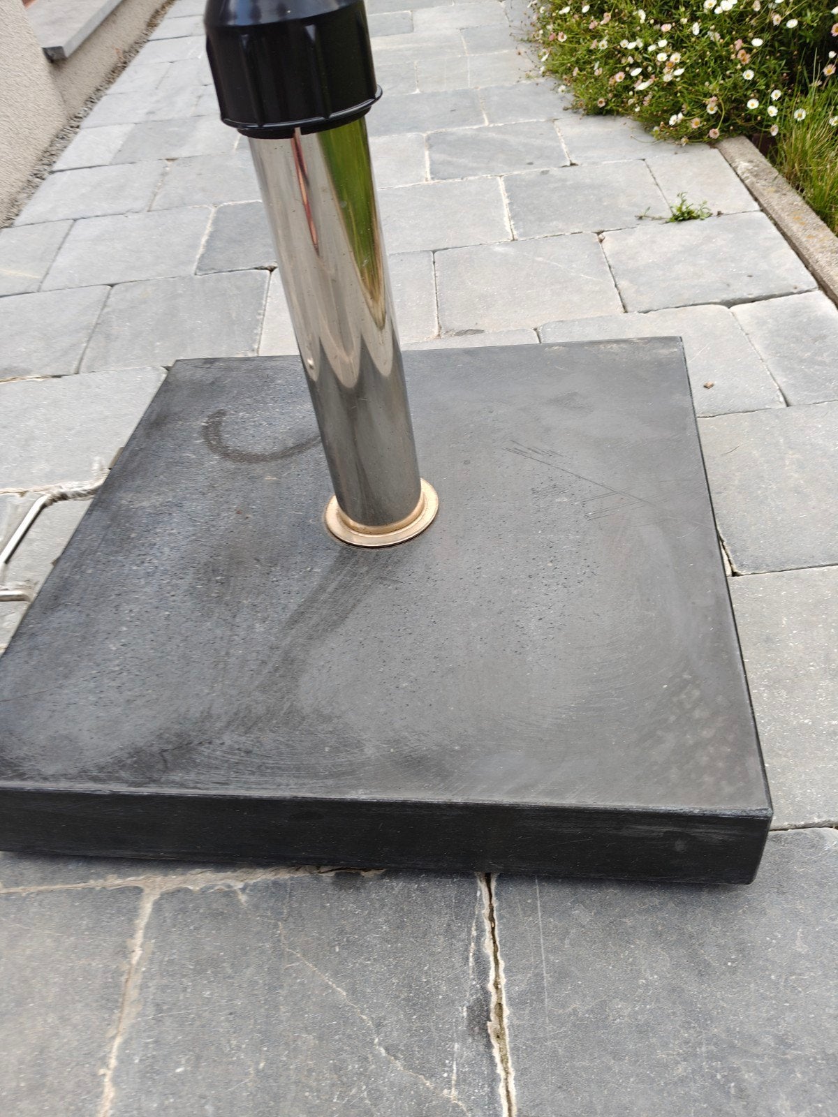 parasolvoet in graniet zwart, Tuin en Terras, Ophalen, Gebruikt, Minder dan 1 meter, Parasolvoet