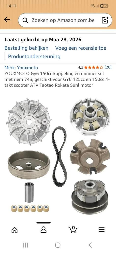 YOUXMOTO Gy6 150cc 125cc riem 743, Enlèvement ou Envoi