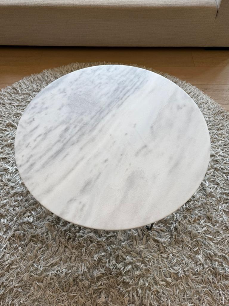 marmeren salontafel carrara wit, Huis en Inrichting, Ophalen, Overige materialen, Gebruikt, Rond