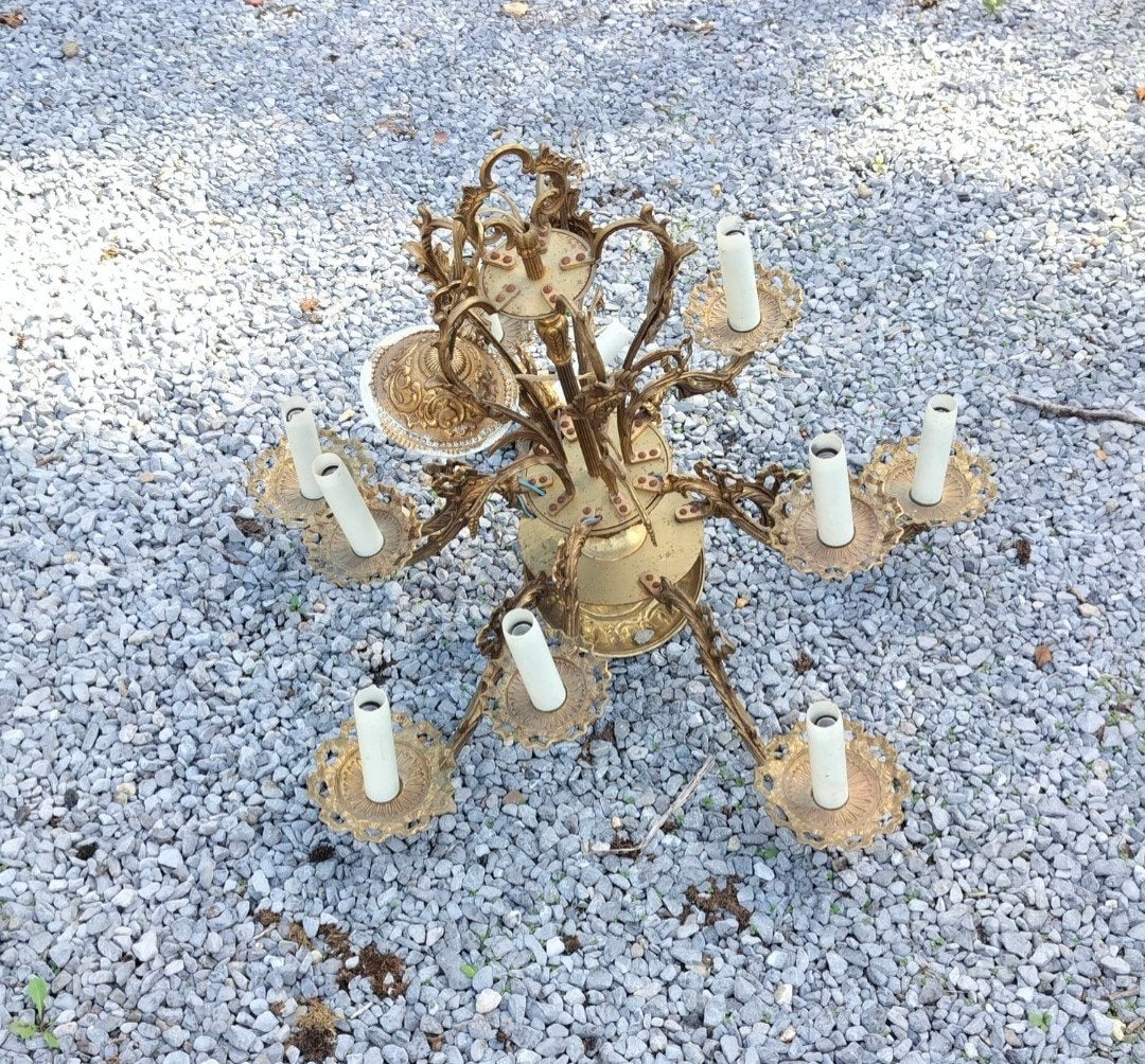 lustre doré, Maison & Meubles, Enlèvement, Utilisé, Métal