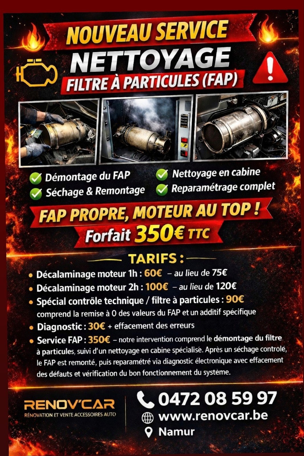 Nettoyage Filtre à particules (FAP), Enlèvement