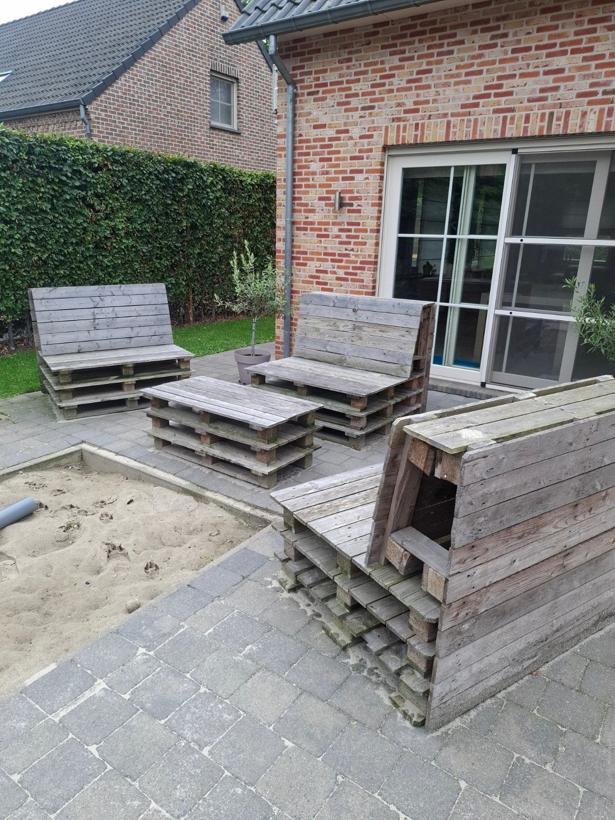 palletten tuinstel, Tuin en Terras, Ophalen, Gebruikt, Hout