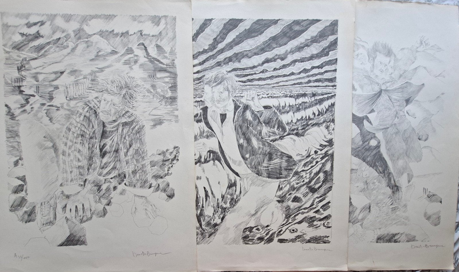 DE BRUYNE Dees "Mistral" 3 litho's, Antiquités & Art, Art | Lithographies & Sérigraphies, Numéroté, Enlèvement ou Envoi