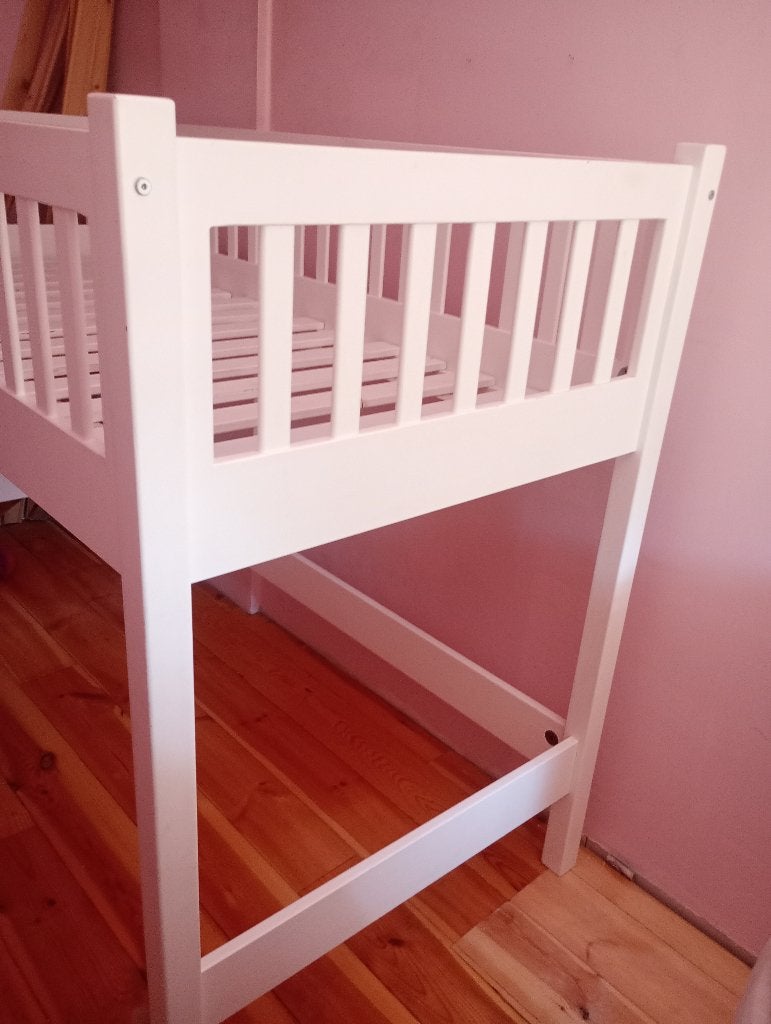 Bed eenpersoons halfhoogslaper, Huis en Inrichting, Ophalen, Gebruikt, Eenpersoons, Wit