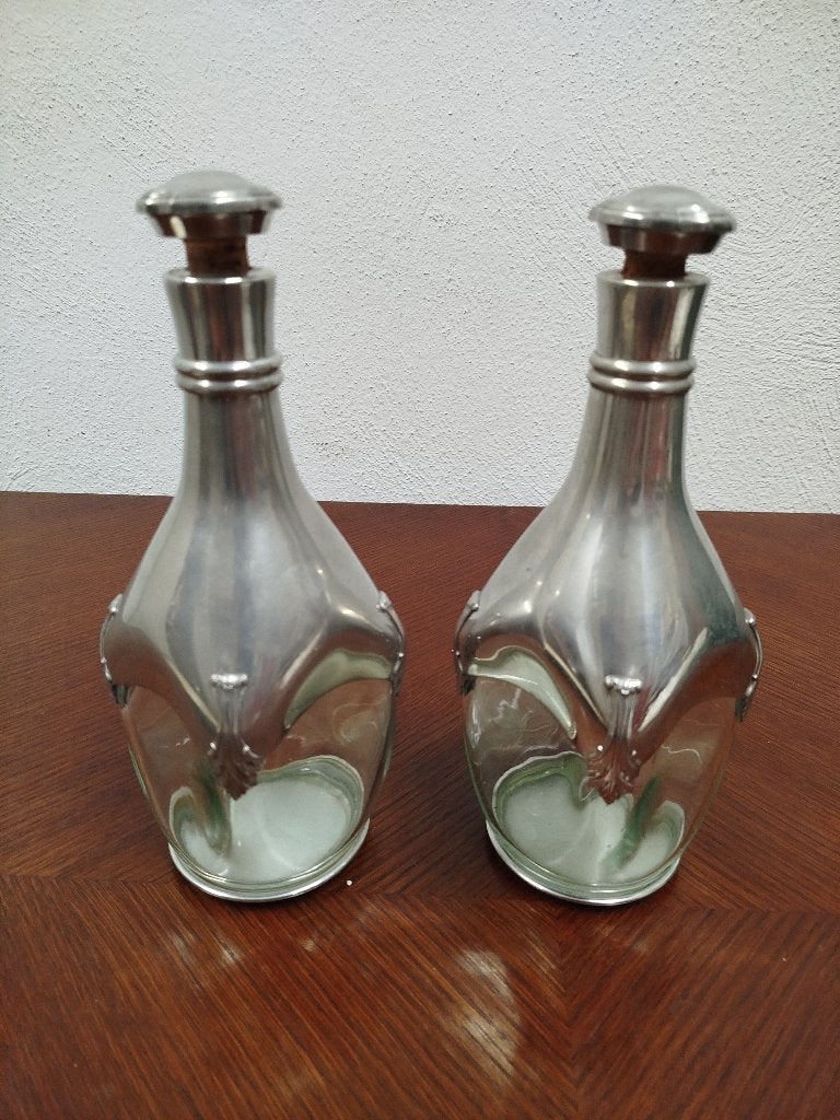 Set vintage karaffen Etains du Manoir Parijs model Regence, Antiek en Kunst, Antiek | Tin, Ophalen of Verzenden