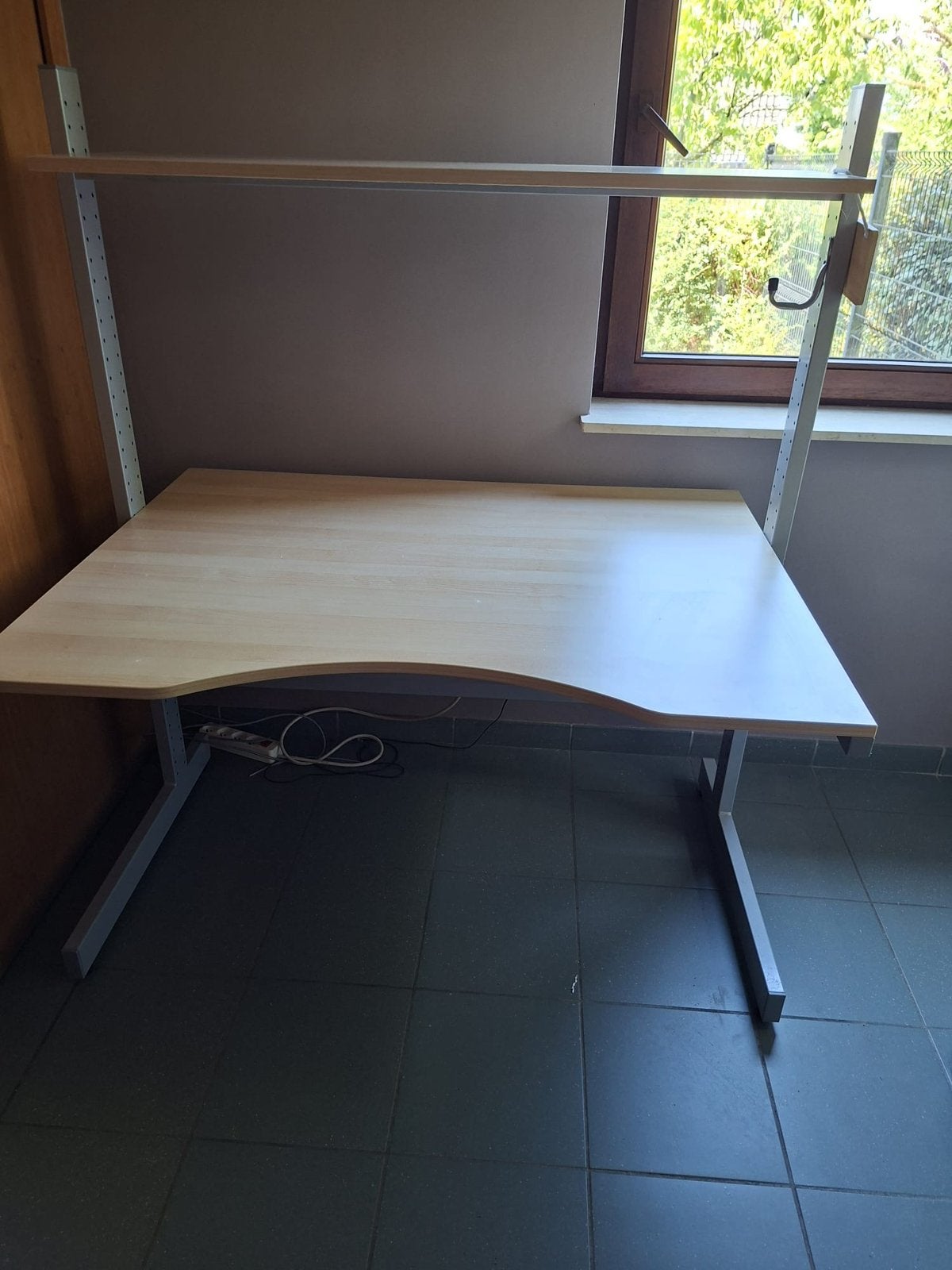 Bureau + wandplank - licht hout in perfecte staat, Ophalen, 90 cm, 120 cm, Hout